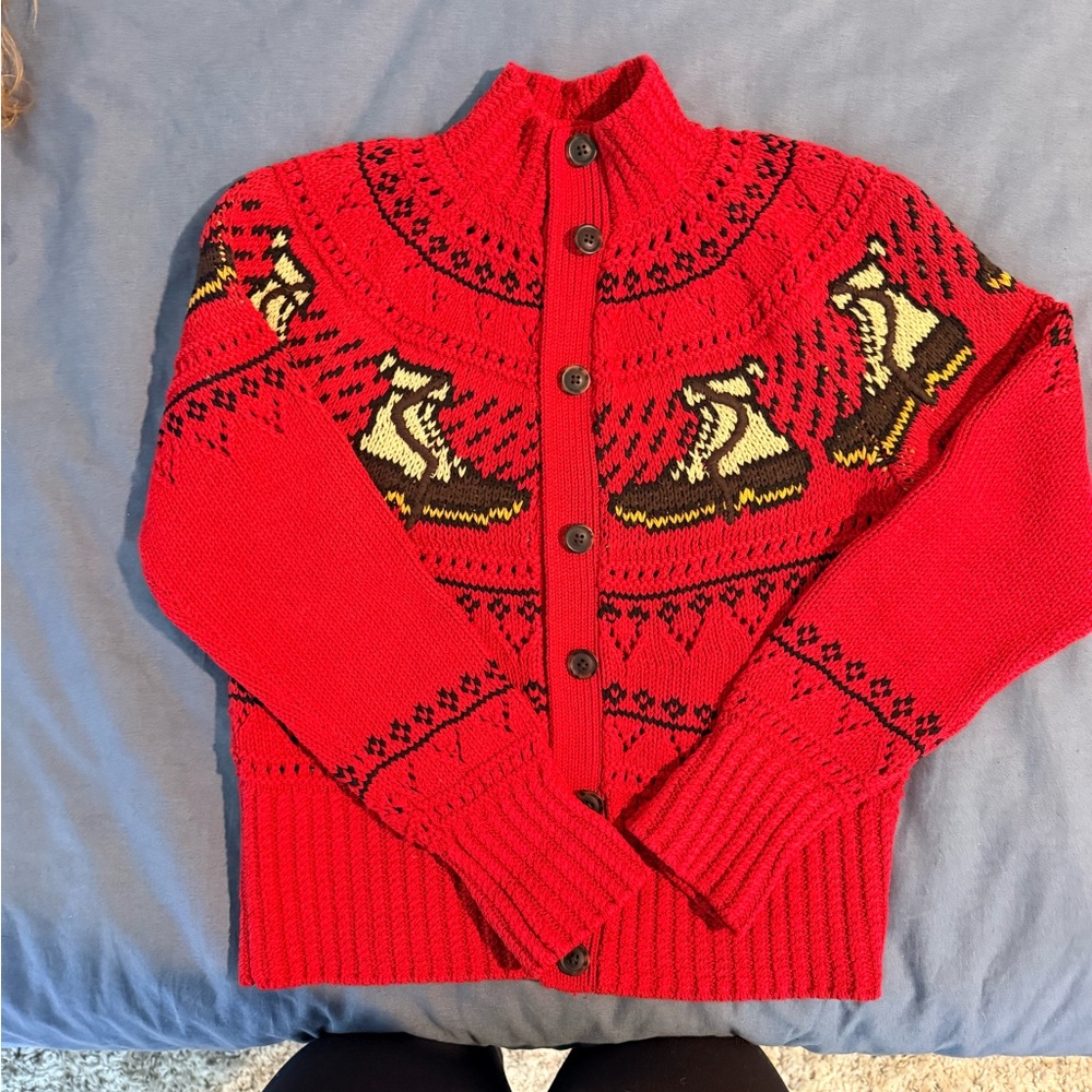 Women's Signature Cotton Fisherman Sweater, Short Cardigan Fair Isle XS